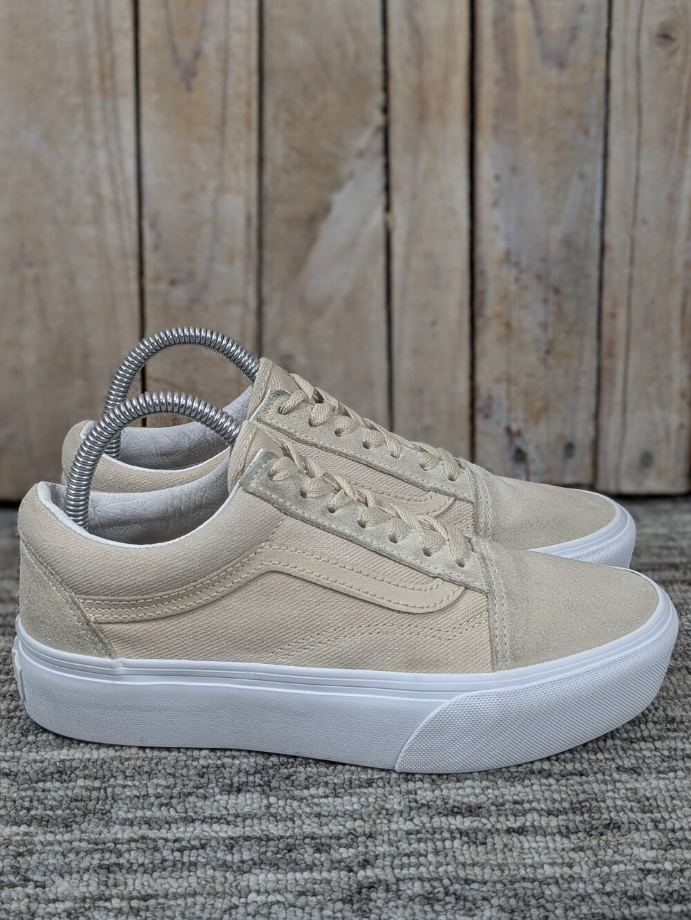 Vans Old Skool Platform in Beige Twill - Size 7 Women